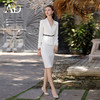 AD高端行政工作服女秘书职业装2023新款白色西装套装裙无领正装秋 商品缩略图3