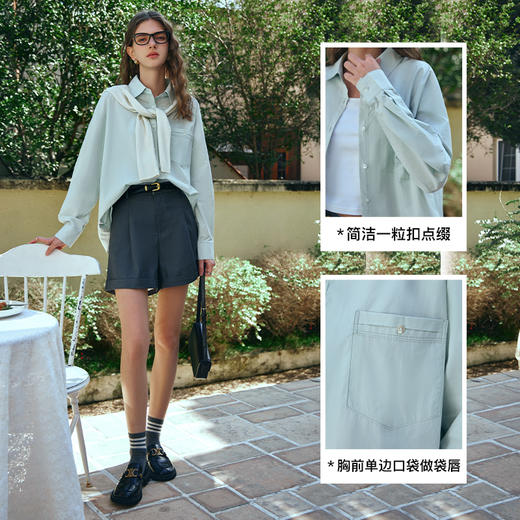 OLrain欧芮儿长袖衬衫女早春2024年新款通勤百搭宽松慵懒风衬衣 商品图3