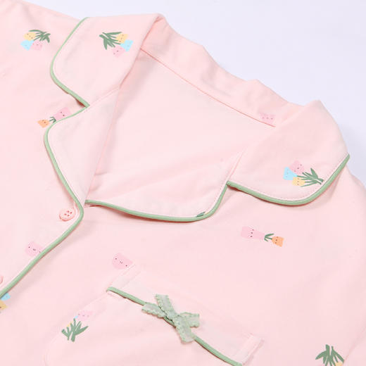 都市丽人生活家居春夏睡衣女32支CVC单面家居服薄款短袖短裤女士套装LH41D1 商品图4