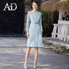 长袖连衣裙女正式场合职业西装裙中长款主持人正装 商品缩略图1