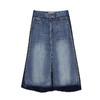 谜底半身裙2024夏季新款复古高腰百搭牛仔拼接中长裙女246MB7005 商品缩略图4