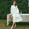 OLrain欧芮儿法式米白色连衣裙女早春2024新款气质刺绣蕾丝边长裙 商品缩略图1