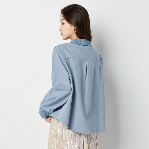 馥迦清新甜美纯棉花边领衬衫 商品图4