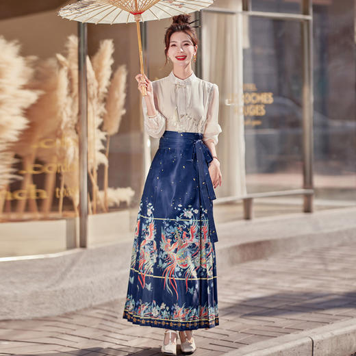 时尚休闲气质，马面裙印花两件套套装HR- CY8002 商品图0