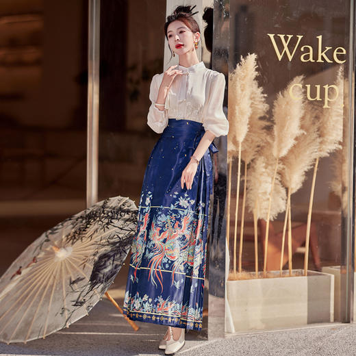 时尚休闲气质，马面裙印花两件套套装HR- CY8002 商品图1