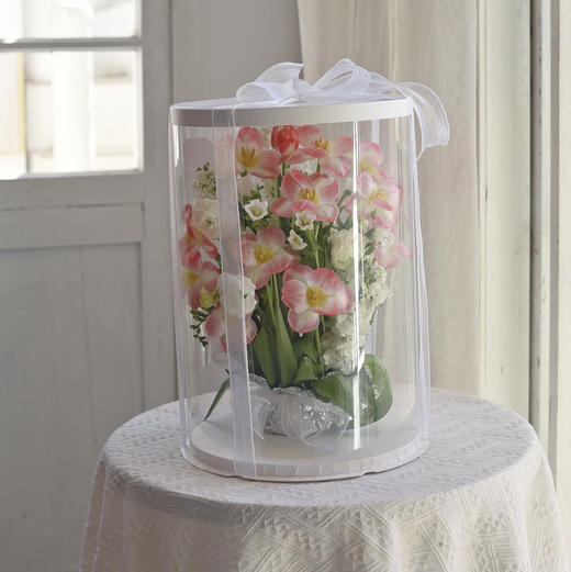 《词不达意，可寄春风》粉色郁金香白色紫罗兰透视花盒 商品图8