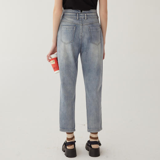 谜底绣花牛仔裤女2024夏季新款复古高腰宽松萝卜九分裤246MK7058 商品图2