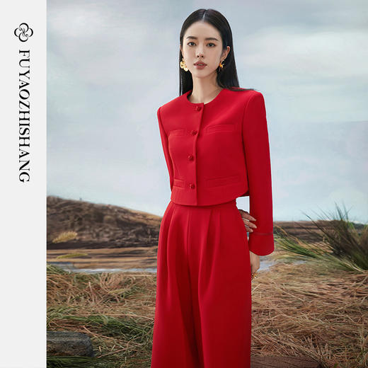 扶摇 新中式国风复古盘扣西装外套女设计感短款小西服上衣潮 商品图0