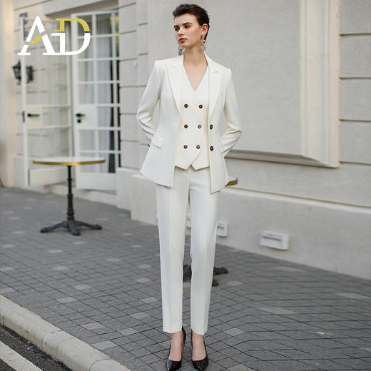 AD春季白色西装外套女总裁正装时尚两粒扣工作服职业西服套裤工装 商品图2