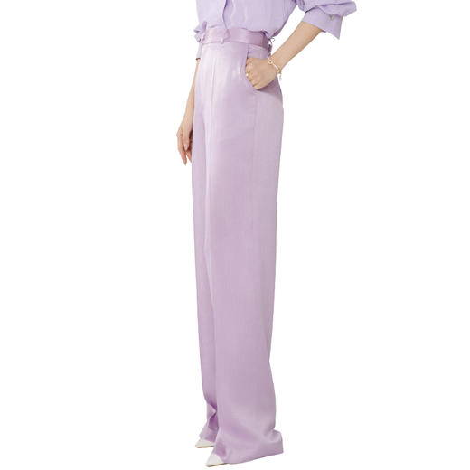 扶摇 紫色直筒西装裤女职业通勤百搭高腰阔腿裤垂感休闲裤子 商品图4