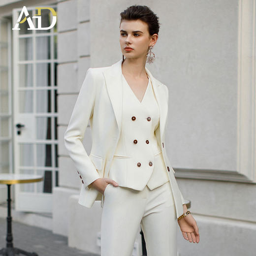 AD春季白色西装外套女总裁正装时尚两粒扣工作服职业西服套裤工装 商品图1