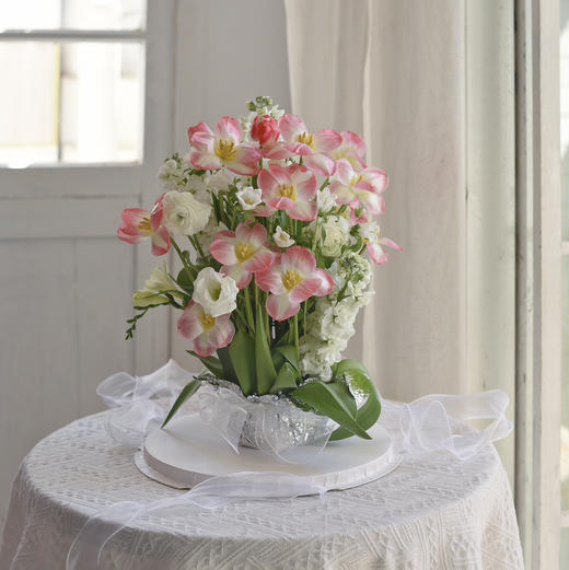 《词不达意，可寄春风》粉色郁金香白色紫罗兰透视花盒 商品图2