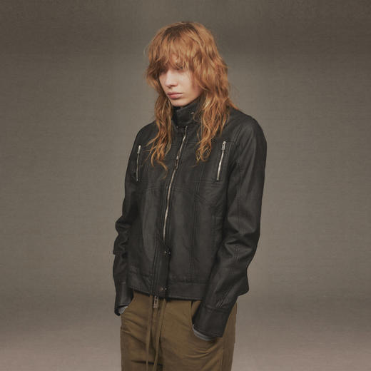 NUTH“逐猎”｜黑色修身皮衣做旧结构分割线设计皮衣外套 商品图0