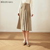 OLrain欧芮儿卡其色百褶半身裙女早春2024年新款复古不对称马面裙 商品缩略图1