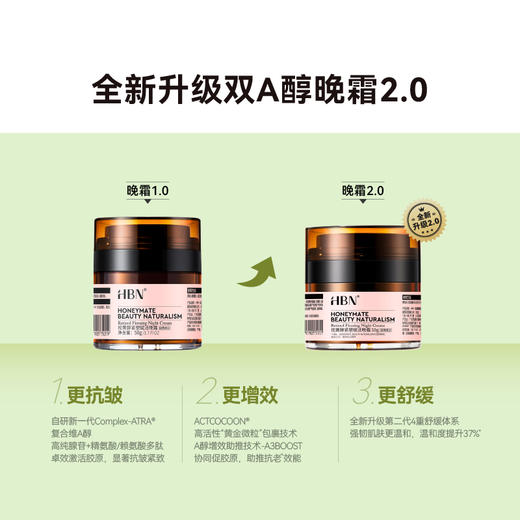 【虎嗅】HBN 全新升级晚霜2.0 视黄醇面霜50g 紧致抗皱 商品图3