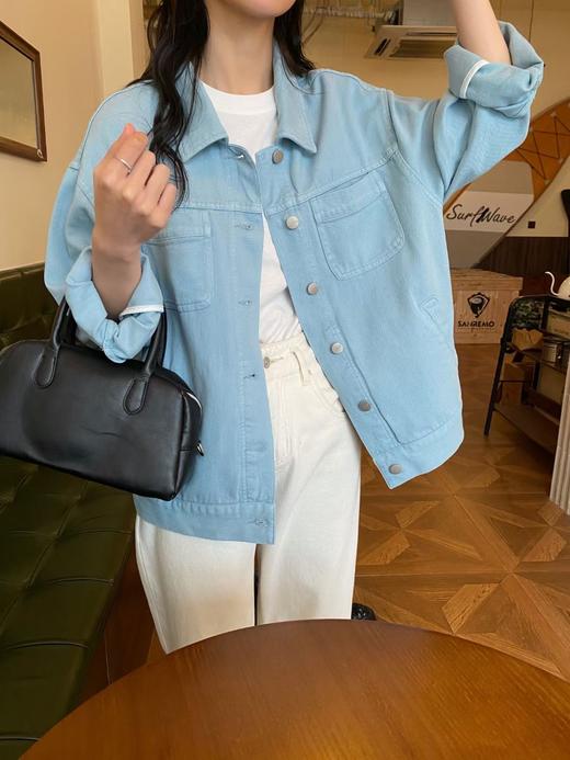 老米优品。春款。韩系 复古做旧 《石磨褪色水洗牛仔外套》爱的就是这一份少年感！慵懒感！怀旧感！巨百搭~~ WT240219A  偶 商品图7