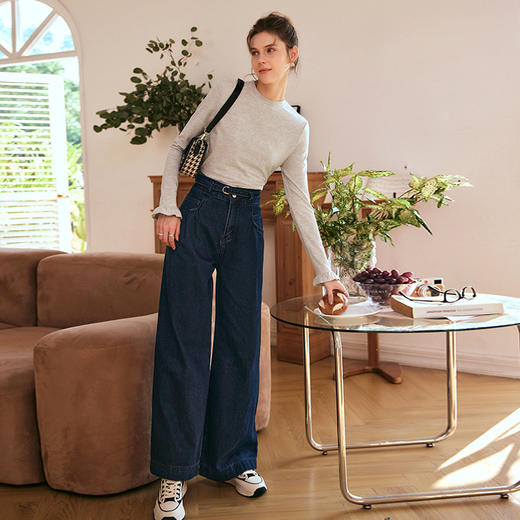 OLrain欧芮儿花灰色长袖T恤女早春2024年新款气质百搭打底衫 商品图4