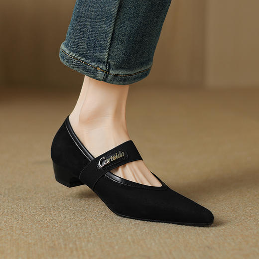 【预售5天】时尚新款，里外全皮羊猄皮尖头低跟单鞋TX472 商品图0