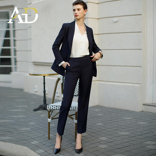 AD高端商务正装套装女藏青色职业装两件套时尚气质西服售楼部工装 商品图2