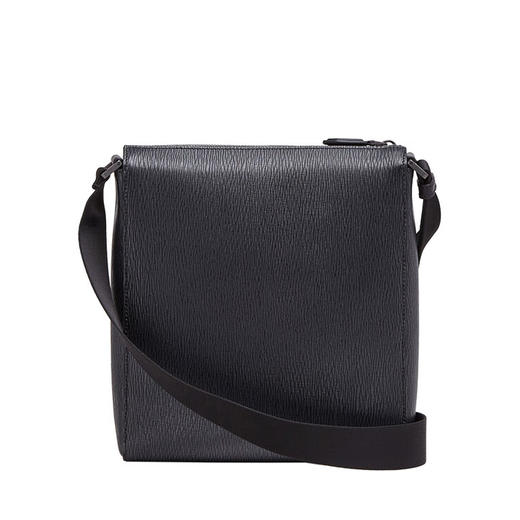 FERRAGAMO 菲拉格慕 男士锤纹小牛皮字母徽标压花单肩包 黑色 24 A516 0732518 商品图2