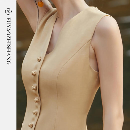 扶摇 中式女装国风马甲盘扣背心2023新款上衣高级感无袖马夹 商品图2