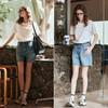 OLrain欧芮儿复古蓝牛仔裤女早春2024年新款休闲减龄百搭直筒短裤 商品缩略图4