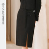 扶摇 秋季新款黑色半身裙女新中式国风开叉中长裙绑带包臀裙 商品缩略图0