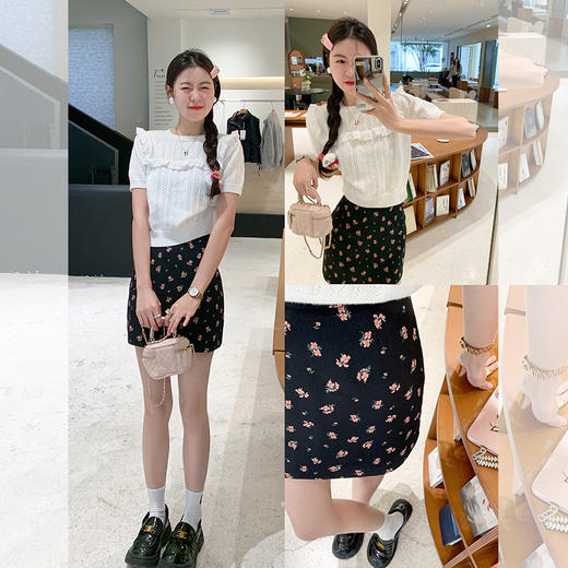 <曾小咸推荐>  针织T恤/碎花半裙 商品图0