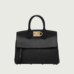 FERRAGAMO 菲拉格慕 女士小号 Gancini 装饰手提包 黑色 21 H159 718293