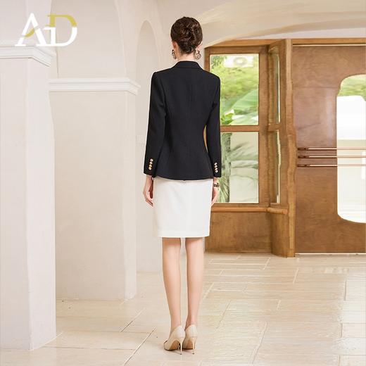 AD黑色两粒扣商务西装外套女士职业装连衣裙两件套总裁范正装套装 商品图4
