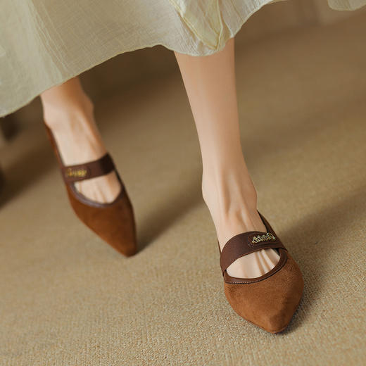 【预售5天】时尚新款，里外全皮羊猄皮尖头低跟单鞋TX472 商品图11