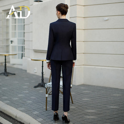 AD高端商务正装套装女藏青色职业装两件套时尚气质西服售楼部工装 商品图4