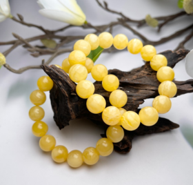 蜜蜡单圈手串-圆珠金胶蜜