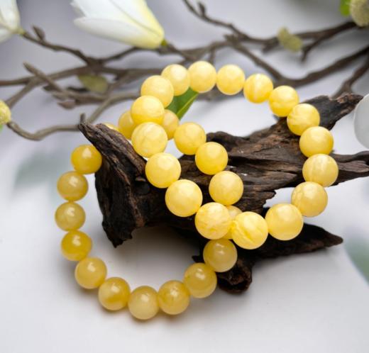 蜜蜡单圈手串-圆珠金胶蜜 商品图0