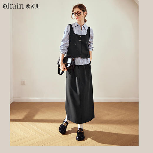 OLrain欧芮儿黑色时尚套装女早春2024年新款气质西装高级感两件套 商品图0
