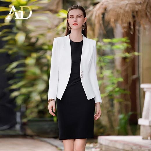 AD女总裁范正装两件套新款长袖西装外套修身圆领职业连衣裙子 商品图0