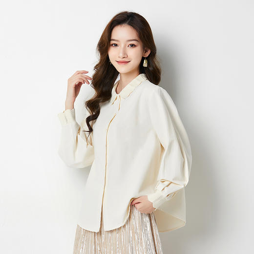 馥迦清新甜美纯棉花边领衬衫 商品图1