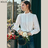 OLrain欧芮儿法式白色衬衫女早春2024年新款木耳边长袖衬衣上衣 商品缩略图0