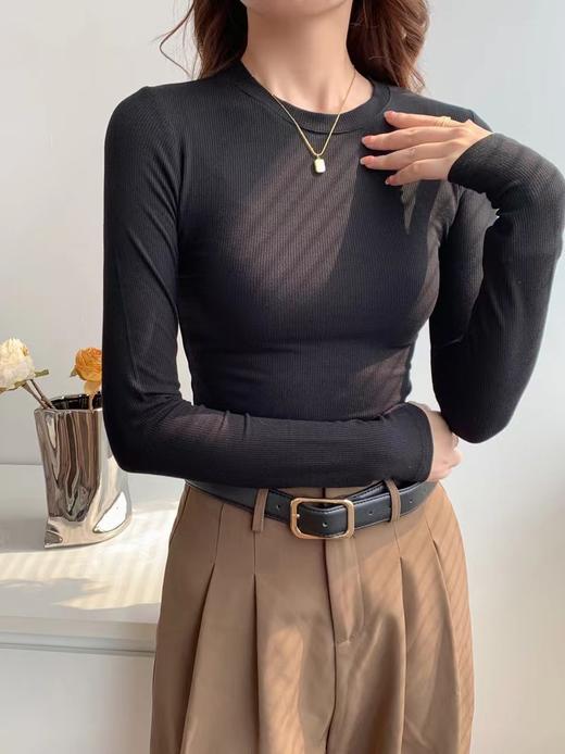 【板绘-BANHUI】春秋新款莫代尔螺纹打底衫长袖女外穿6色可选 商品图3