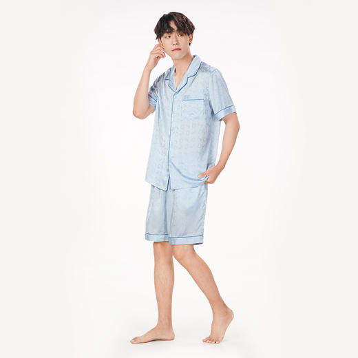 都市丽人都市锋尚好睡好眠春夏睡衣男冰雪丝提花家居服薄款短袖短裤男士丝质套装FH41A1 商品图2