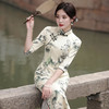 新品国风改良版女2024年秋季江南苏州五分袖水墨画旗袍 商品缩略图1