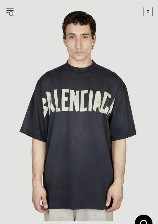 B.L.C.G 胶布绑带 字母印花 水洗做旧宽松体恤 TX167 商品图1