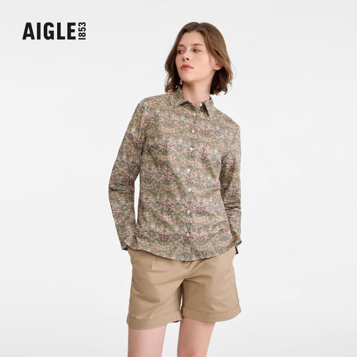 AIGLE艾高长袖衬衫新品休闲时尚liberty印花纯棉上衣女AV016、AV018 商品图1