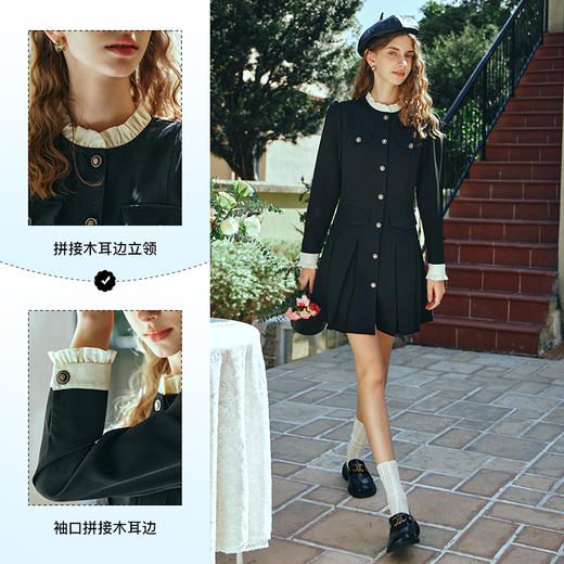 OLrain欧芮儿法式黑色连衣裙女早春2024新款赫本风通勤显瘦裙子 商品图4