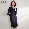 气质西装式连衣裙女2024早春新款时尚藏青色双排扣裙子通勤工作服 商品缩略图0