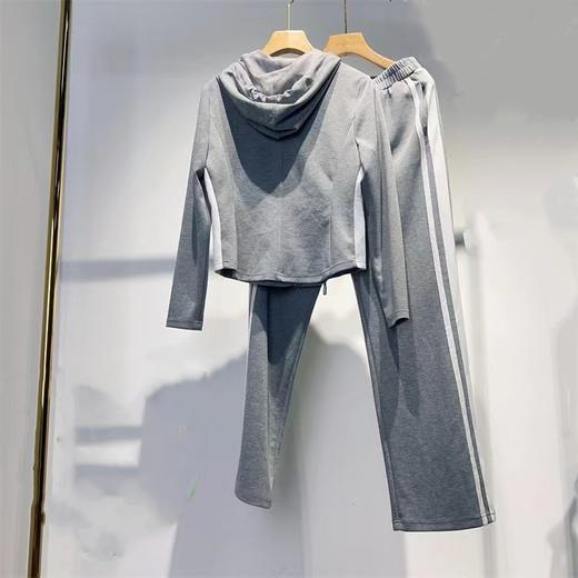 A7062        时尚休闲气质撞色拼接连帽卫衣两件套套装（特价不退换） 商品图7