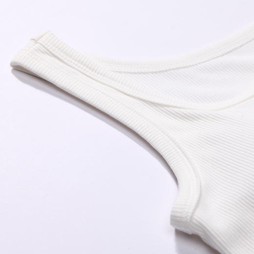 都市丽人宽肩背心女罗纹棉背心无尺码有固定杯棉质宽肩背心无钢圈无排扣LV44A2 商品图5