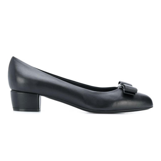 FERRAGAMO 菲拉格慕 女士经典蝴蝶结皮鞋 黑色 720727 商品图0