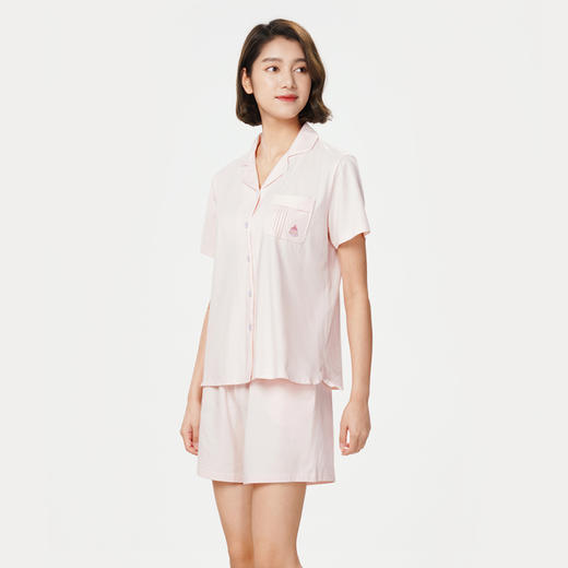 都市丽人好睡好眠春夏睡衣女凉感无尘棉家居服薄款短袖短裤女士无尘棉套装LH40A3 商品图6