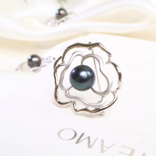 【雪中梅】大溪地黑珍珠胸针 商品图0